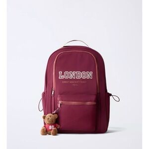 Zara Maroon Backpack with London Print